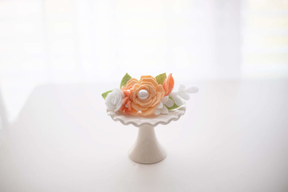 Apricot and White Felt Flower Headband - Kinder Kouture