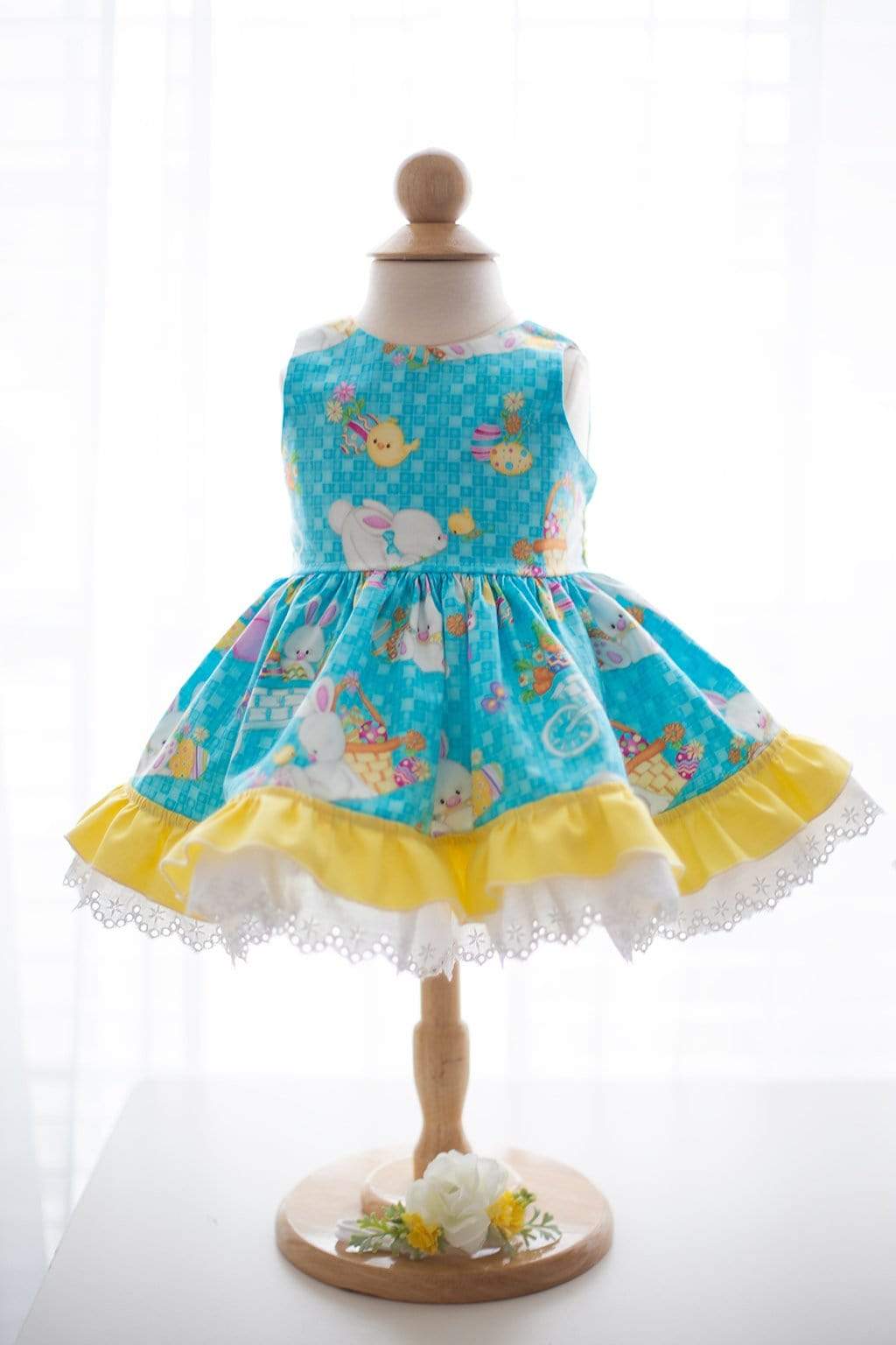 Blue Daffodil Easter Bunny Dress - Kinder Kouture