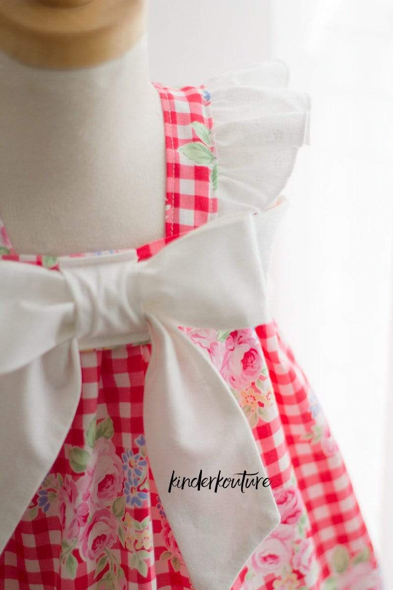 Red Floral Gingham Dress