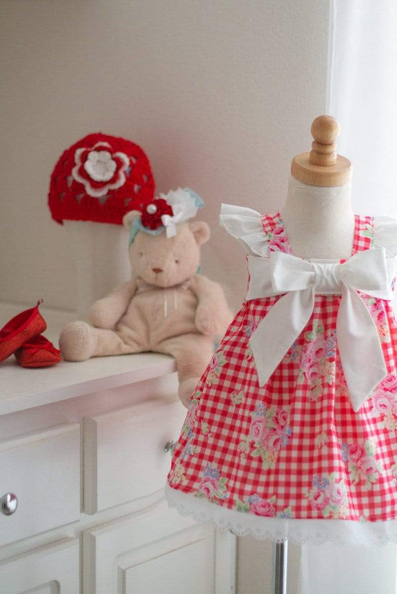 Red Floral Gingham Dress