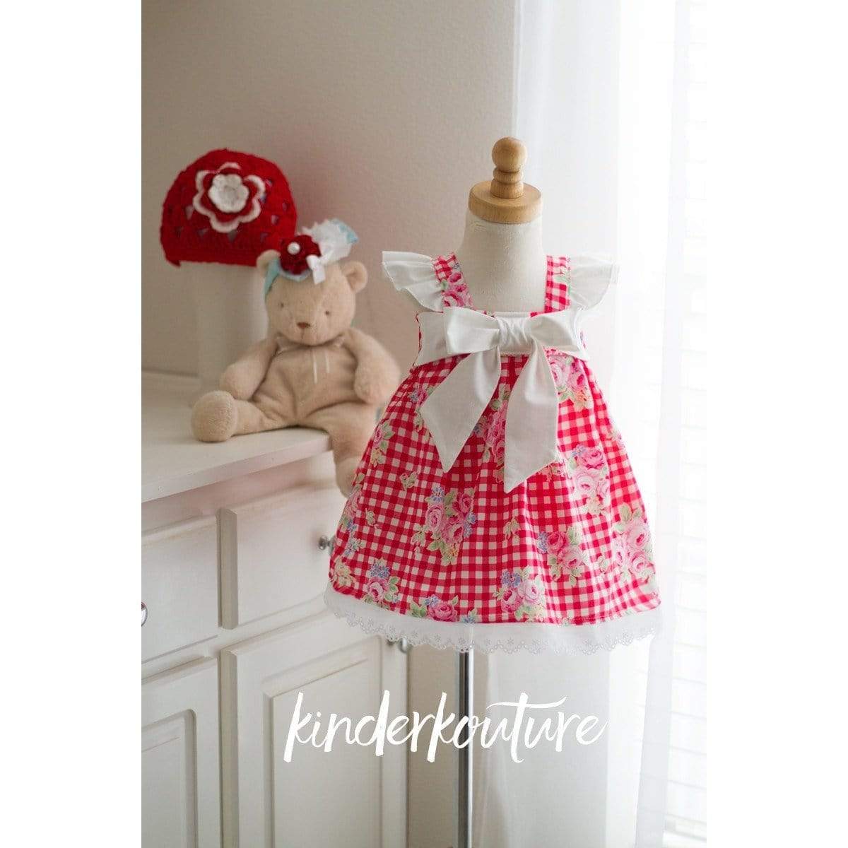 Red Floral Gingham Dress