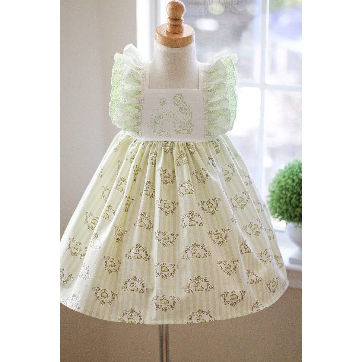 Girls April Bunny Dress in Green - Kinder Kouture