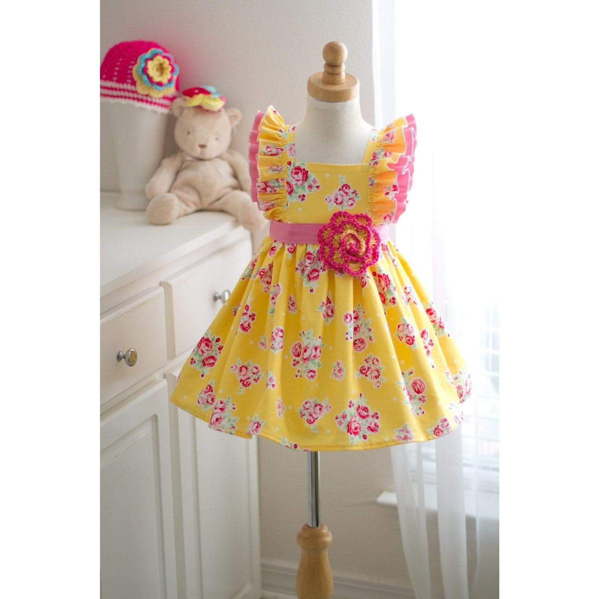 RTS Yellow Rose Dress 3T - Kinder Kouture