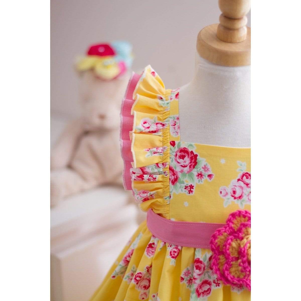 RTS Yellow Rose Dress 3T - Kinder Kouture